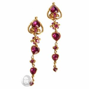 Emanuel Ungaro Earrings Oversized Dangle Rhinestones Baroque Statement 5in 80s